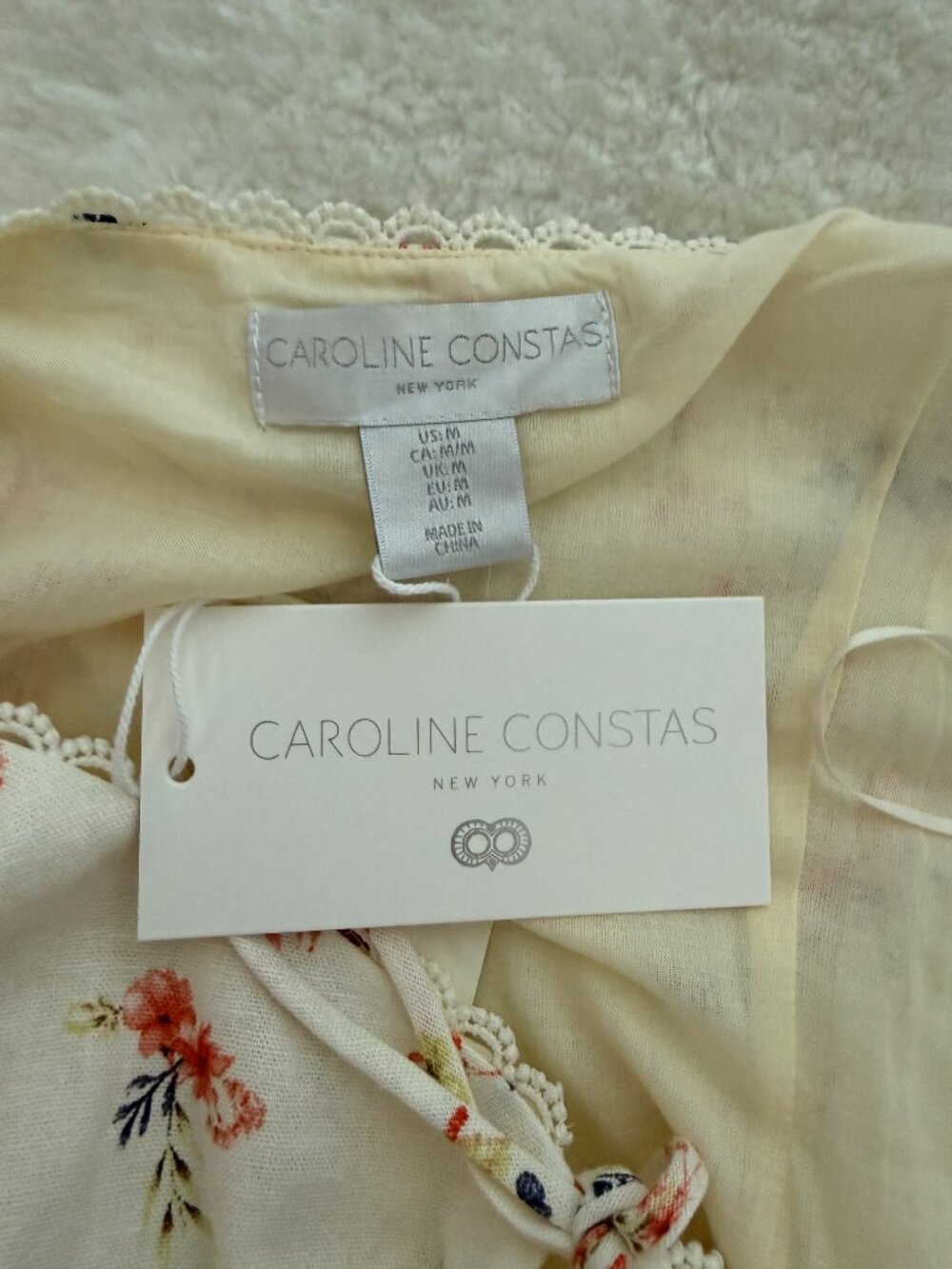 NWT Caroline Constas Floral Linen Blend Maxi Dress M - Picture 13 of 14